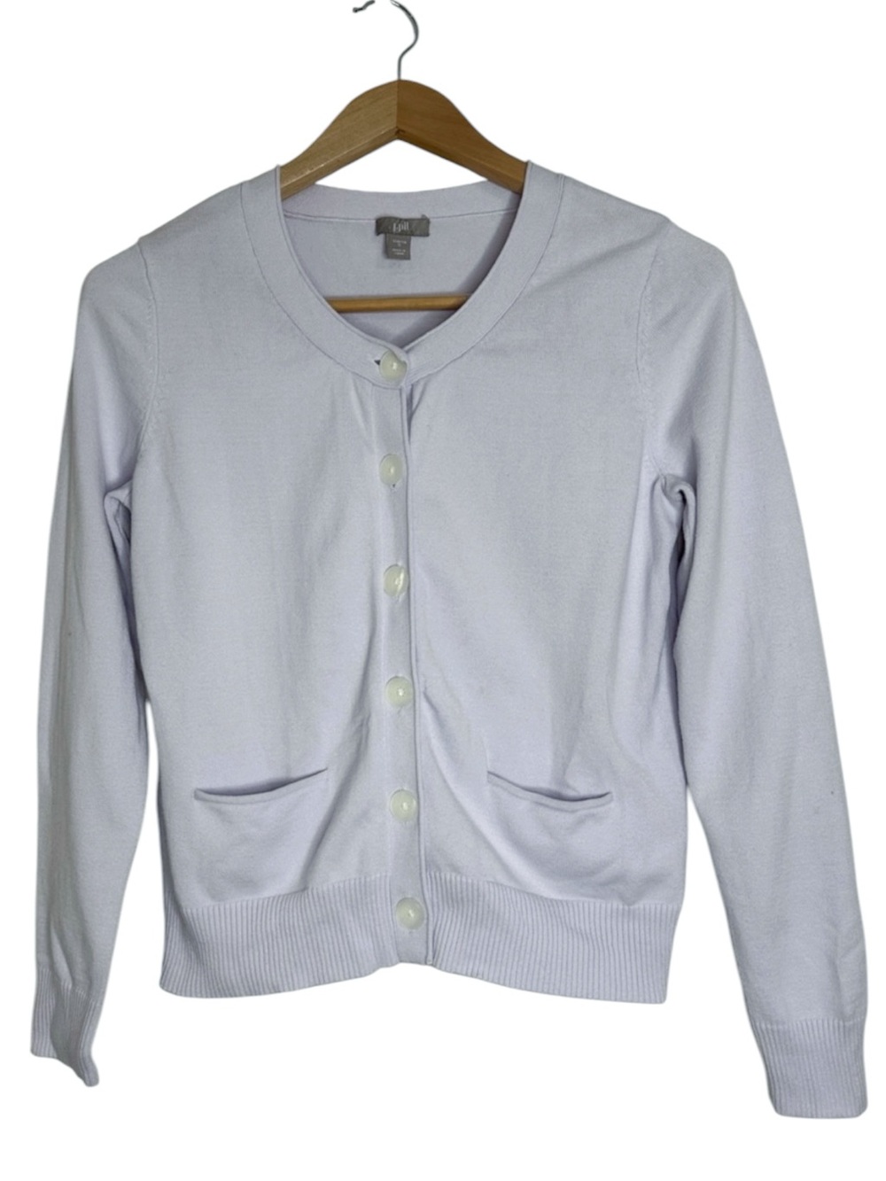J.Jill Stretch Round-neck Button-down Front Cardigan Lilac Light Purple size S